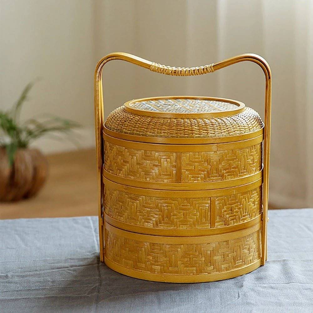 3-Tier Handwoven Bamboo Basket - Versatile Organizer